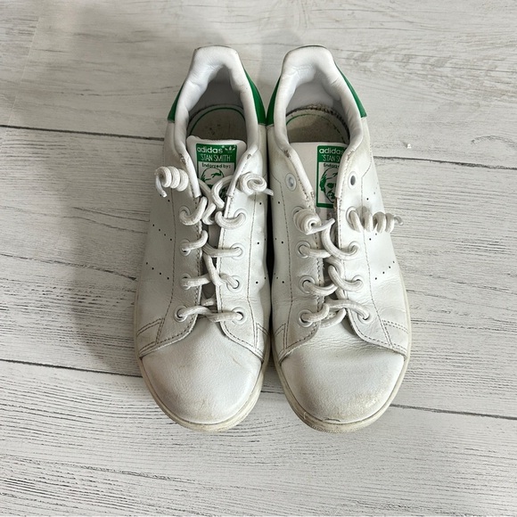Adidas Stan Smith Size 3 Youth Low White Green No Tie Laces Kids - Picture 6 of 8